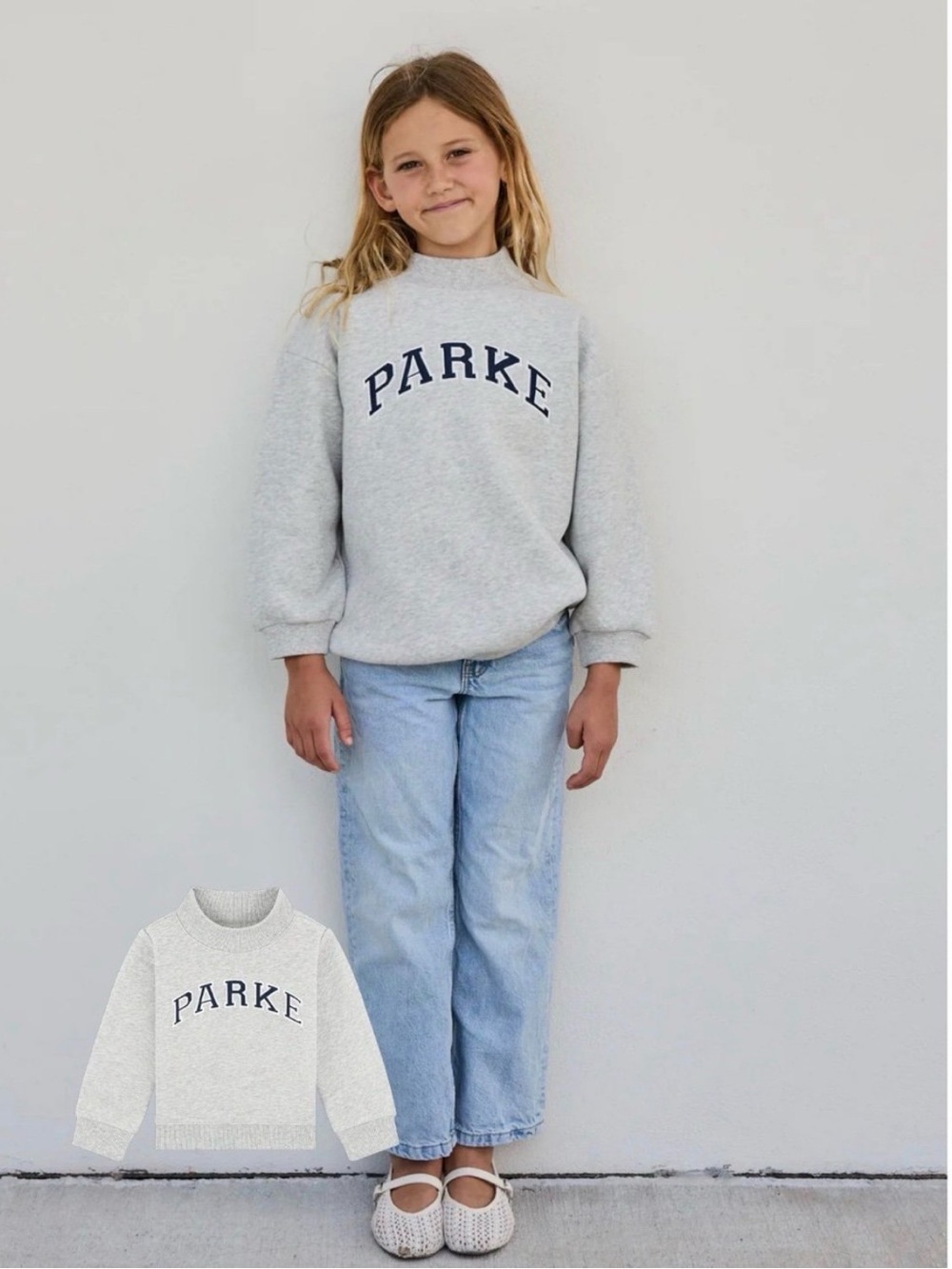 PARKE Kids OG Varsity Mockneck Classic Grey 6-12M NWT